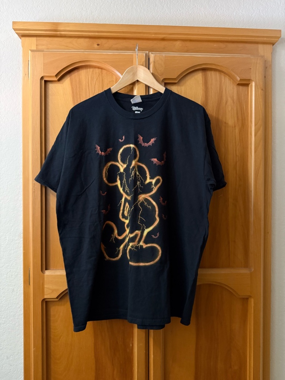 Disney Black T-Shirt with Orange Glowing Mickey Graphic
